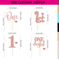 24Pack First Birthday Cupcake Topper - Glitter Pink One Cupcake Picks,1St Birthday Cupcake Decorations Supplies (Pink)