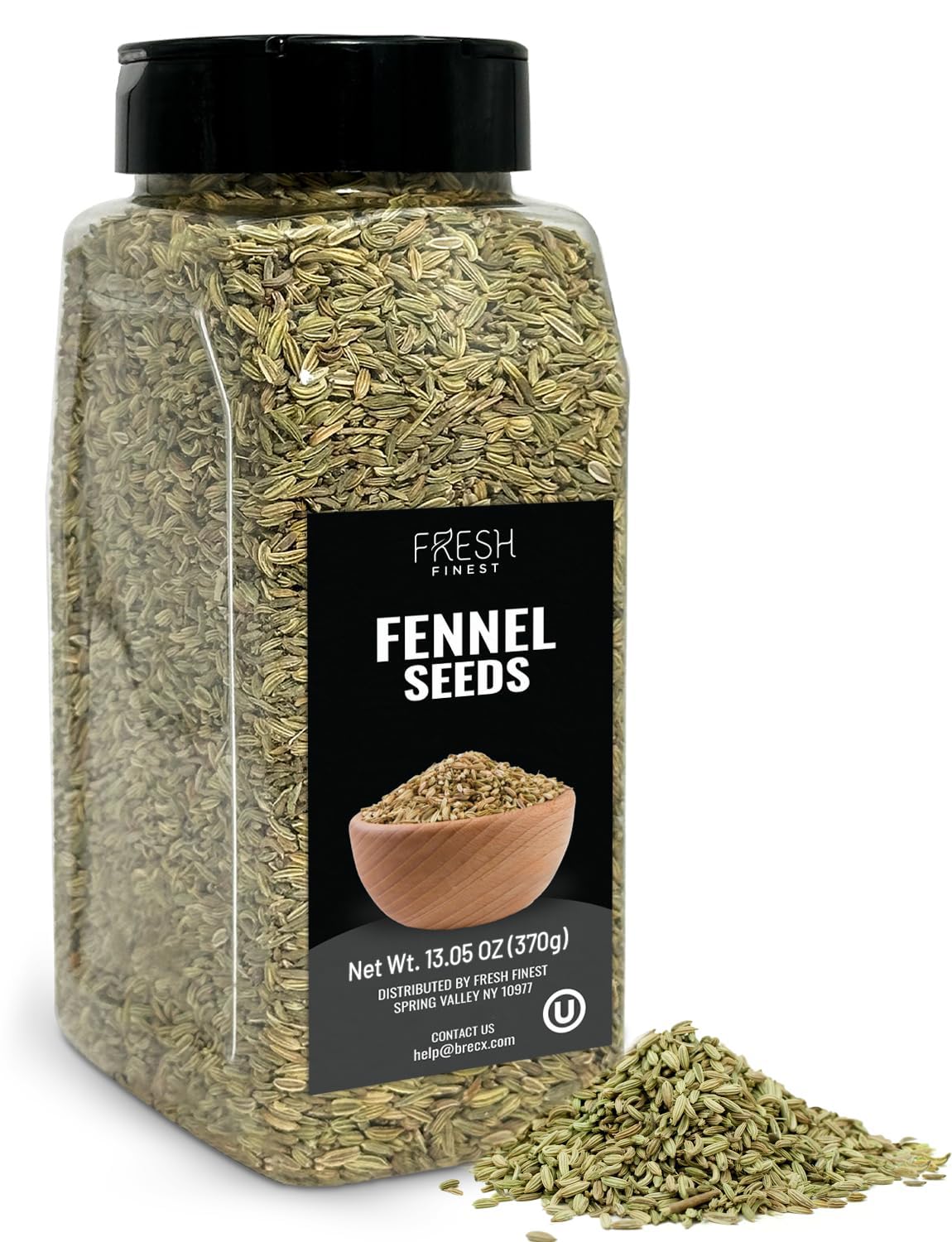 Fresh Finest Fennel Seeds, Premium Whole Seeds for Cooking & Baking, Non-GMO, 370G (13.05oz)