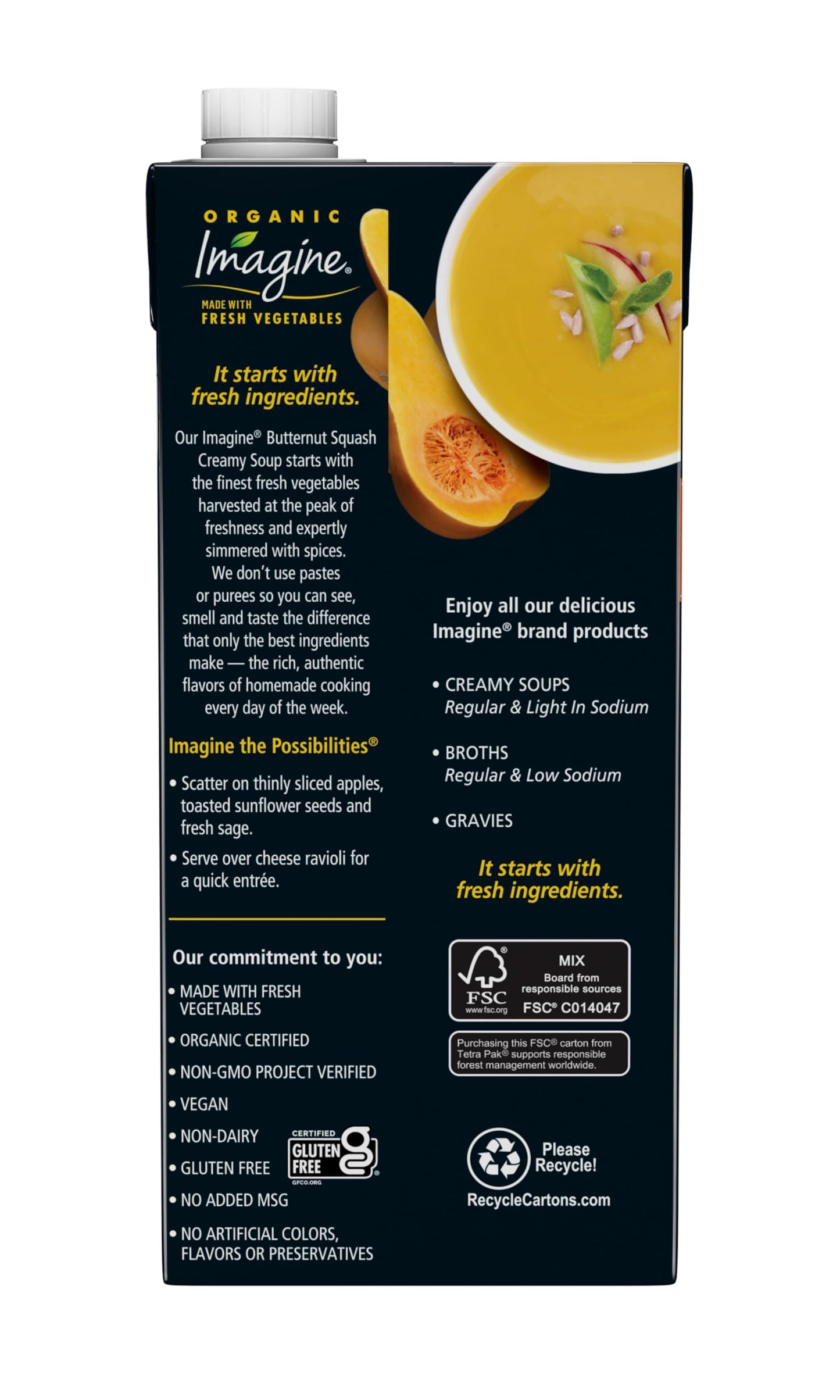 Imagine Organic Butternut Squash Creamy Soup, 32 Fl Oz, Pack of 6