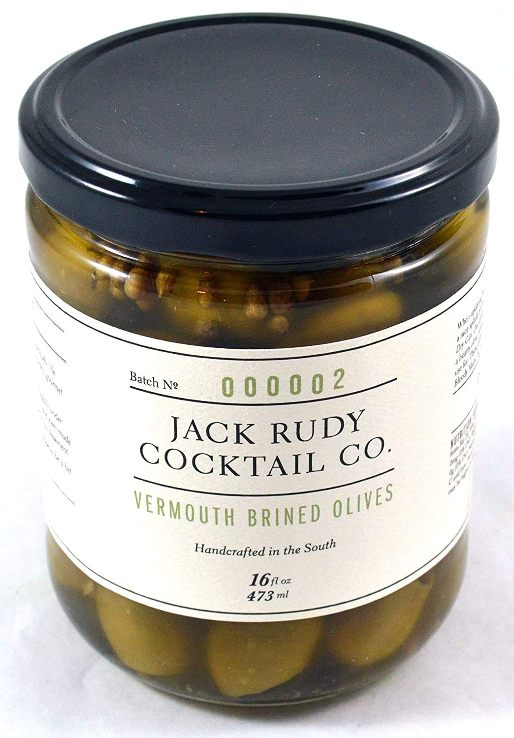 Jack Rudy Cocktail Co Vermouth Marinated Green Pitted Olives - 16 Fl Oz