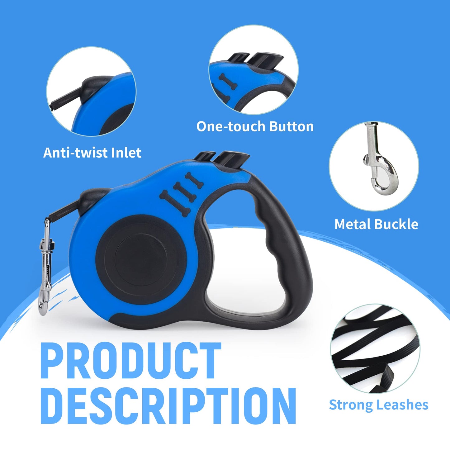 Lievuiken Retractable Dog Leash Automatic Telescopic Tractor Dog Tape, Pet Tape 1016 Ft Durable And Convenient, With Non-Slip Ha