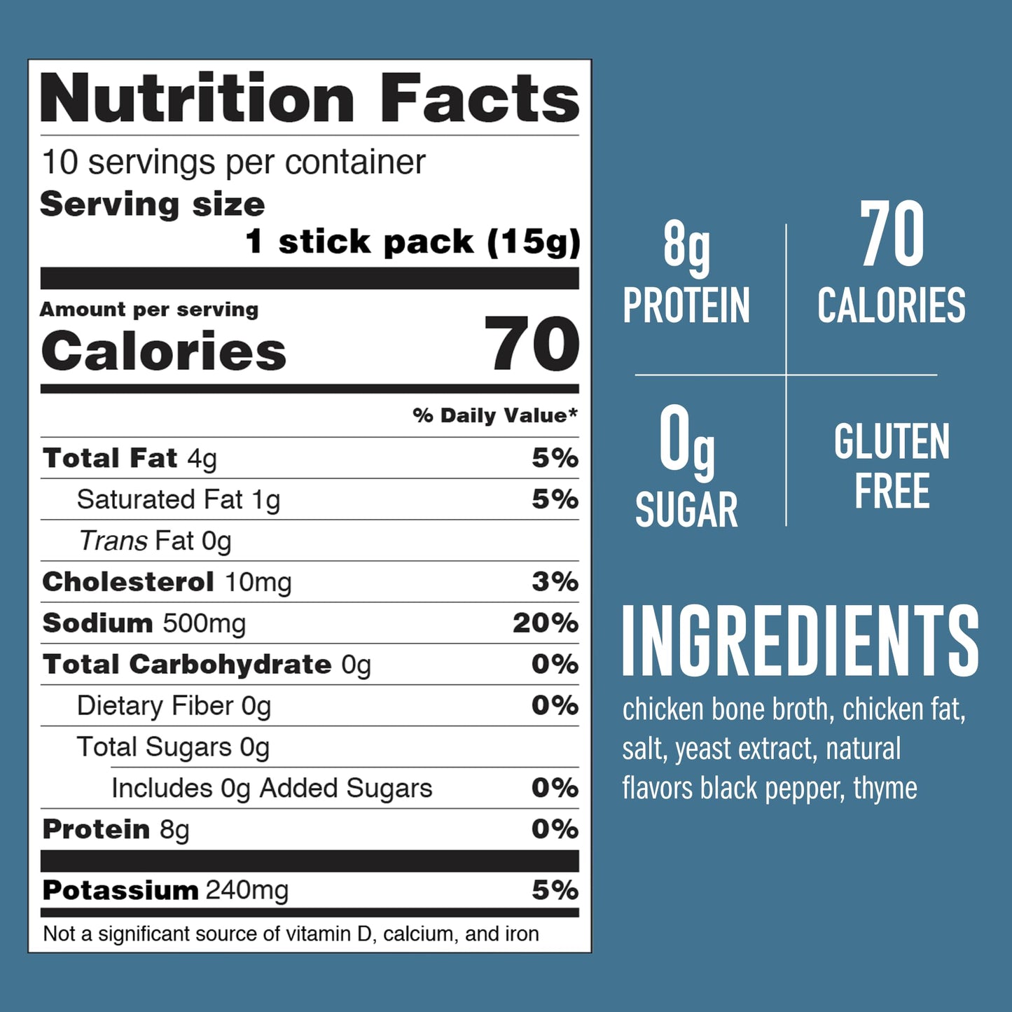 LonoLife Keto Chicken Bone Broth Powder Mix | 10g Protein | Collagen-Rich, Keto & Paleo Friendly | Natural Ingredients | 10 Port
