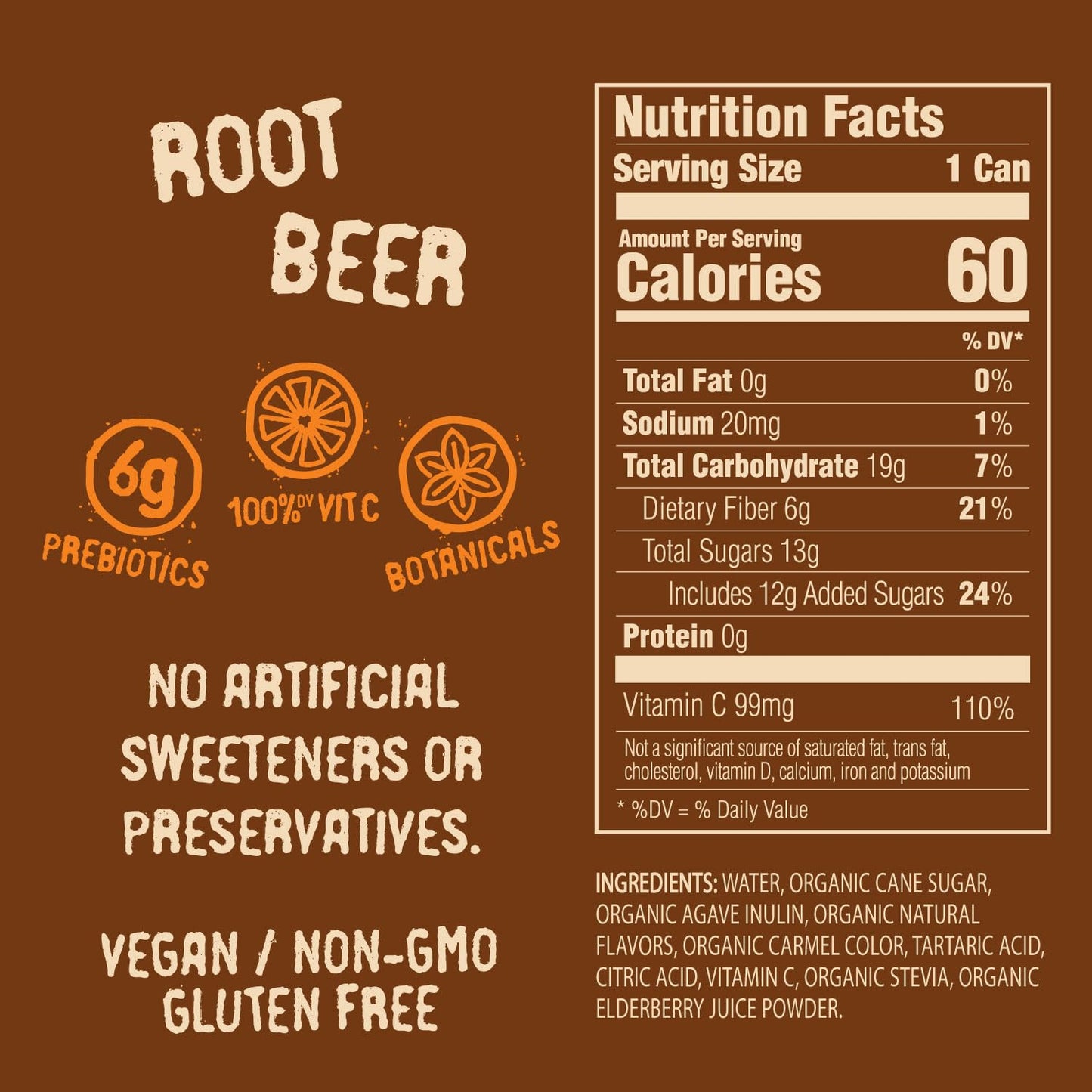 Daytrip Sparkling Prebiotic Soda - Fiber Enriched, Low Calorie, Organic, 12oz