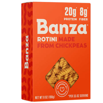 Banza Gluten-Free Chickpea Pasta, Rotini 23g Protein | Lower Carb | High Fiber | High Protein | Plant Based Pasta | 8oz (Pack of