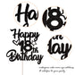 YCTHUNFISH 18th Birthday Cake Topper Glitter Heart Star Black Bamboo Decoration