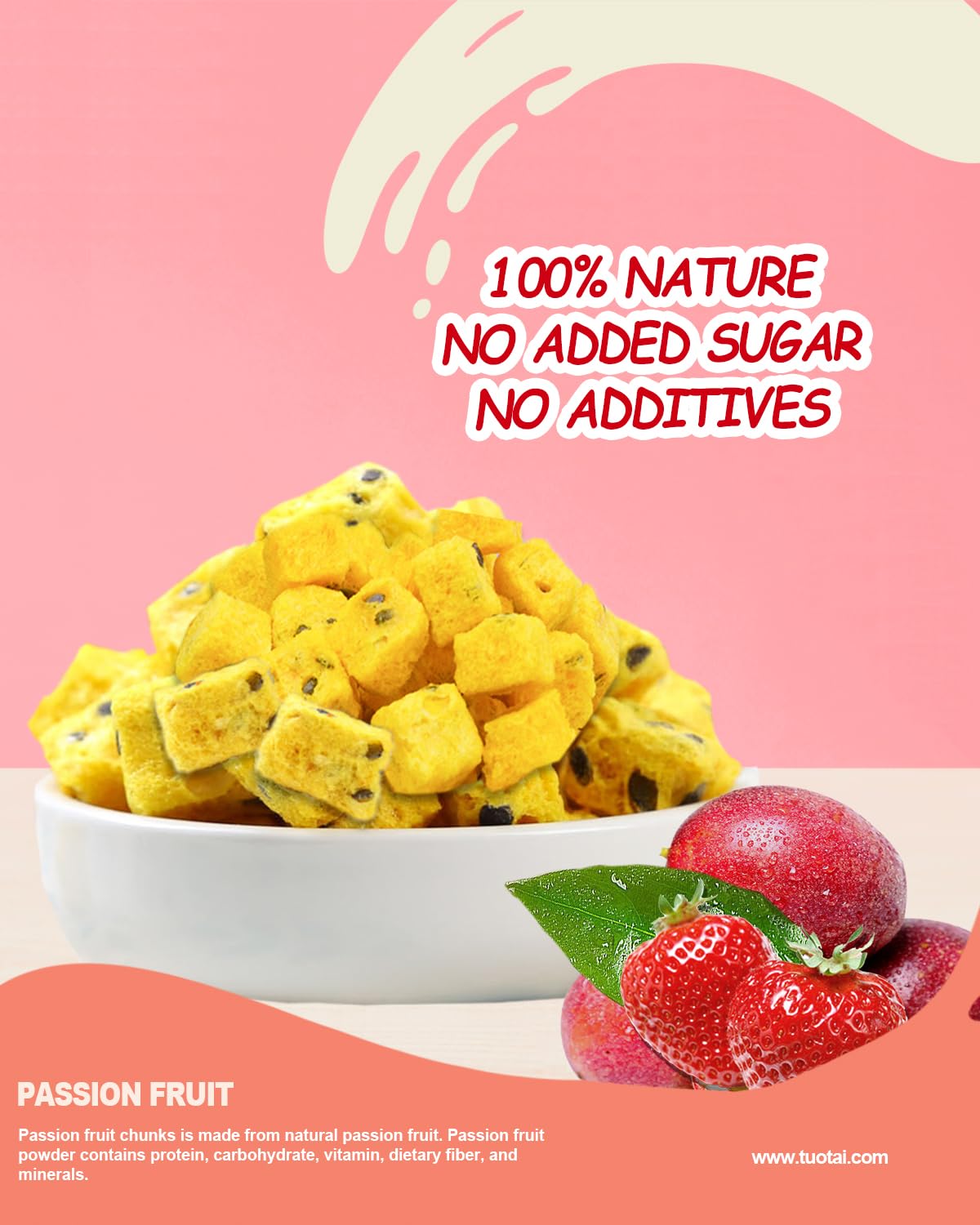 Freeze Dried Passion Fruit, 3 Ounces, Passion Fruit Chunks For Cake, Drinks And Baking Food