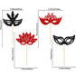 24Pcs Masquerade Masks Cupcake Toppers Black Red Glitter Mask Cupcake Picks For Masquerade Mardi Gras Party Baby Shower Birthday
