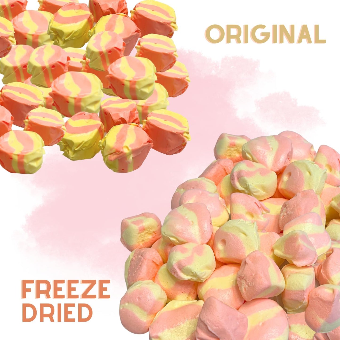 Airmont Farm Freeze-Dried Candy Salt Water Taffy - Strawberry Banana - 2 oz - Bite-Sized Pieces - Crunchy Snack