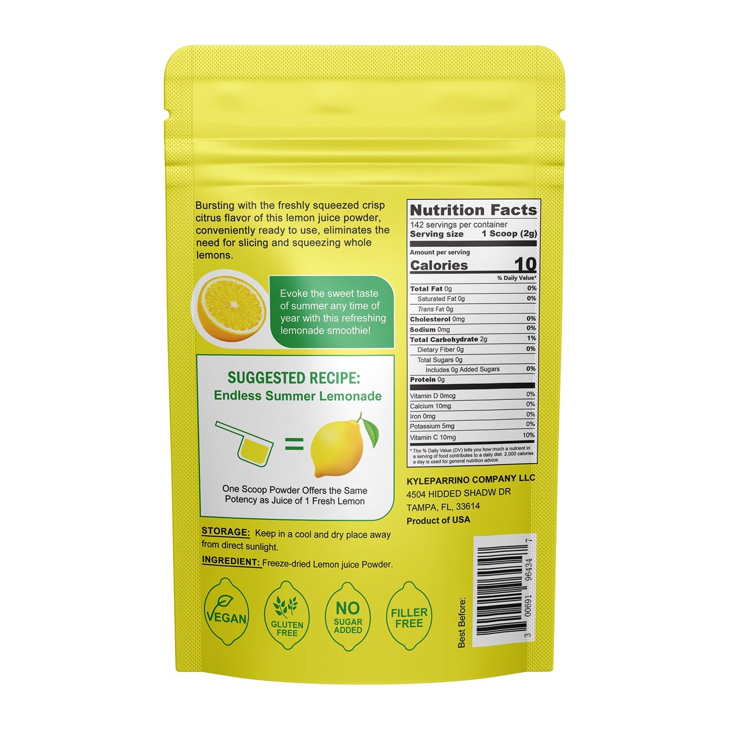 Talcufon Freshly Squeezed Lemon Powder 10 Oz, Just Cold Pressed, Freeze Dried Lemon Juice Powder No Added Sugar, Gluten Free, No