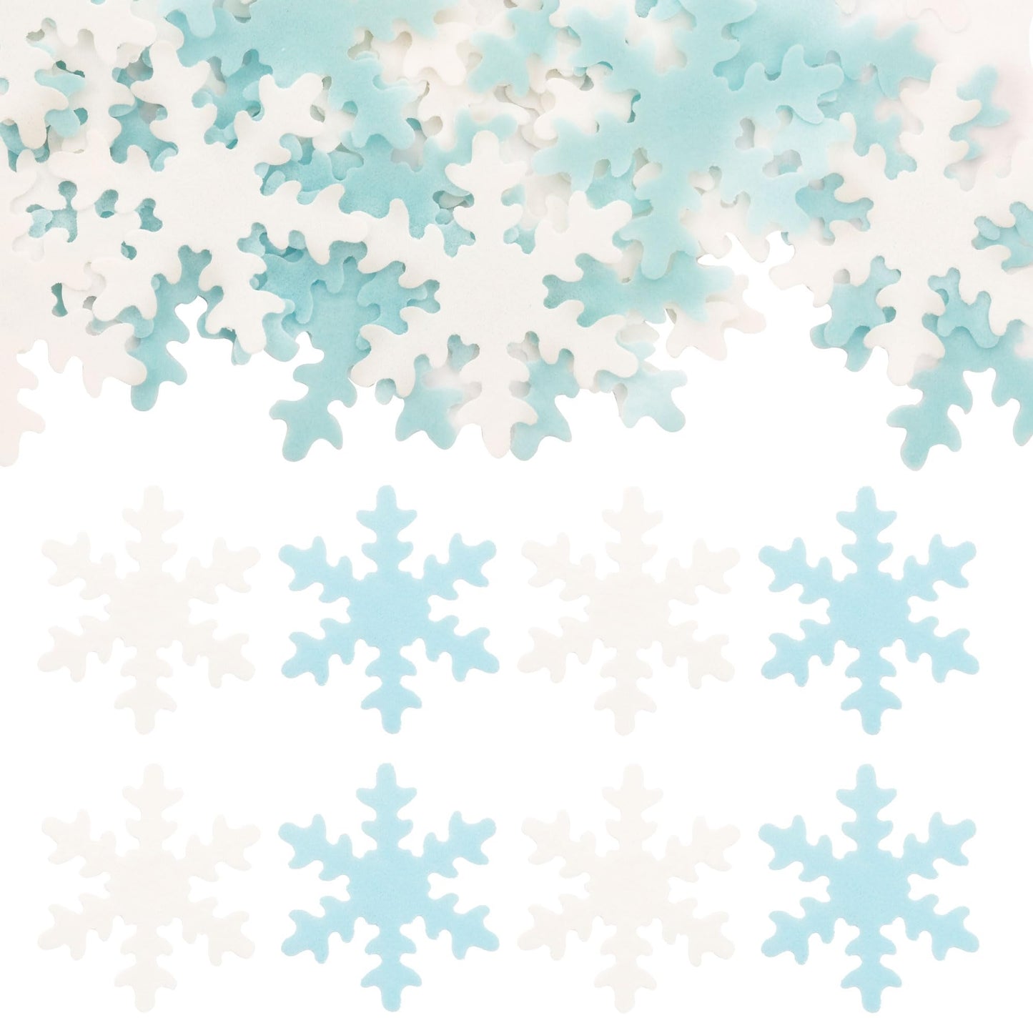 50Pcs White And Blue Edible Snowflake Cupcake Toppers Snowflakes Cake Topper Decorations For Christmas Winter Holiday Frozen The