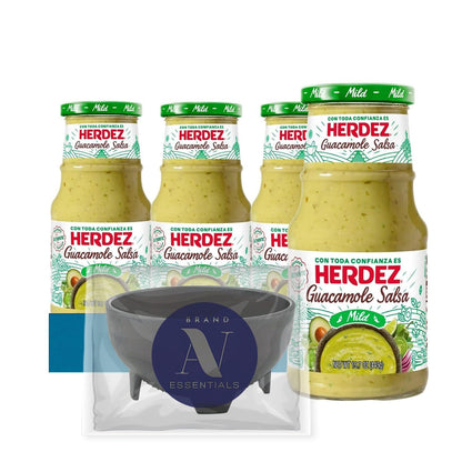 Herdez - Lavinia Essentials Bundle: 4-Pack of Salsa Guacamole Mild 16oz Glass Bottle + 1 Utility Prop