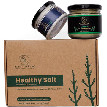 SaltWise Salicornia Salt Gift Set - Plant-Based, Low Sodium, Vegan - 14.1 Ounce, Includes Tote Bag and Salt Shaker
