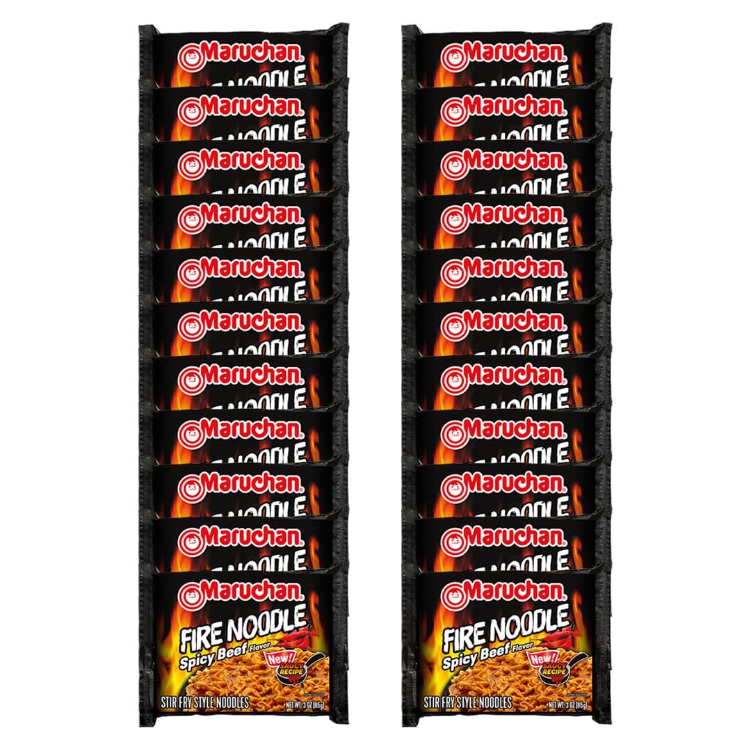 Maruchan Ramen Fire Spicy Beef, Instant Ramen Noodles, Stir Fry Style Noodle, 3 Oz, 22 Count