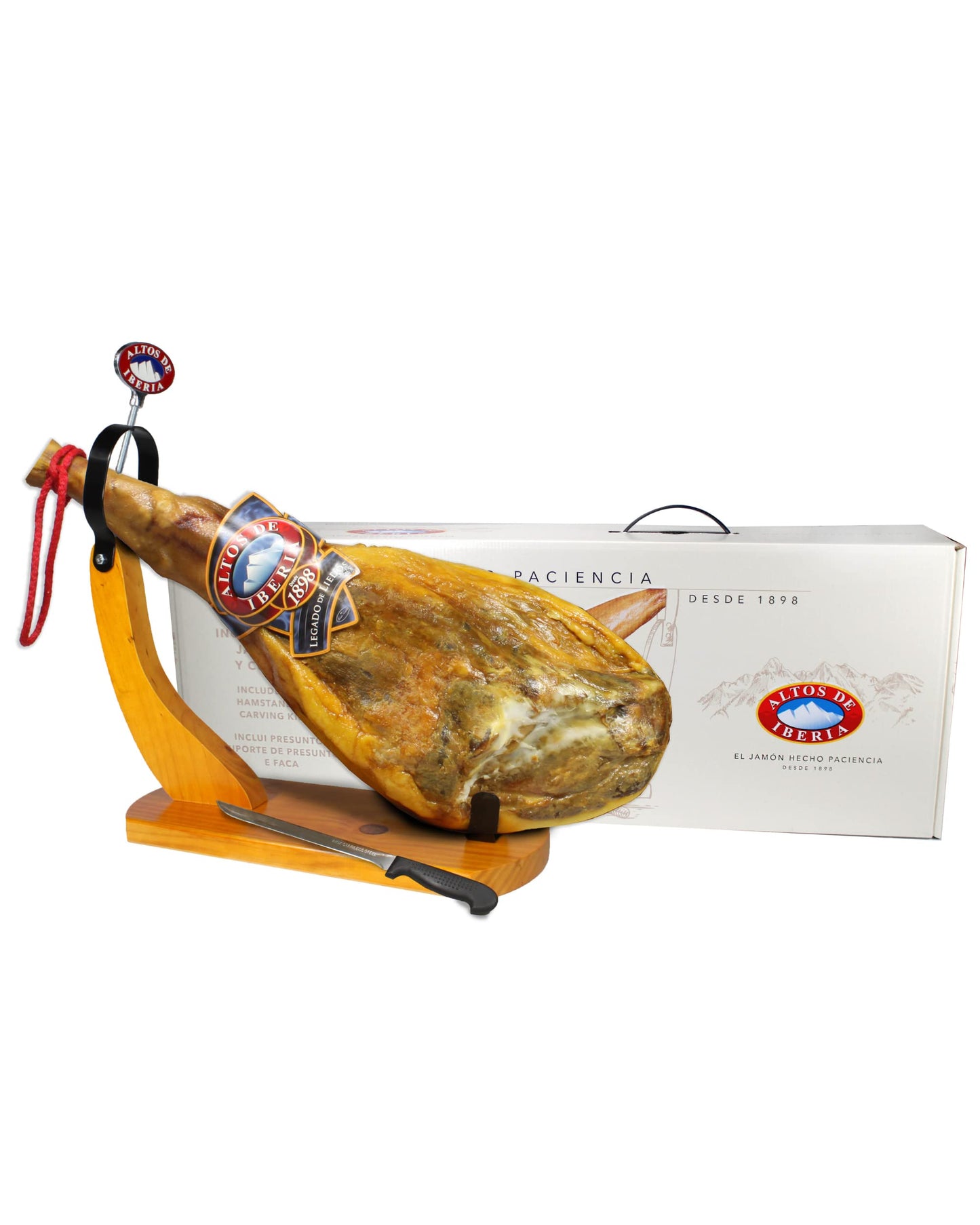 Monte Nevado Serrano Ham Set - 4 Piece with Stand & Knife - Min Weight 14lb - 18 Months Cured