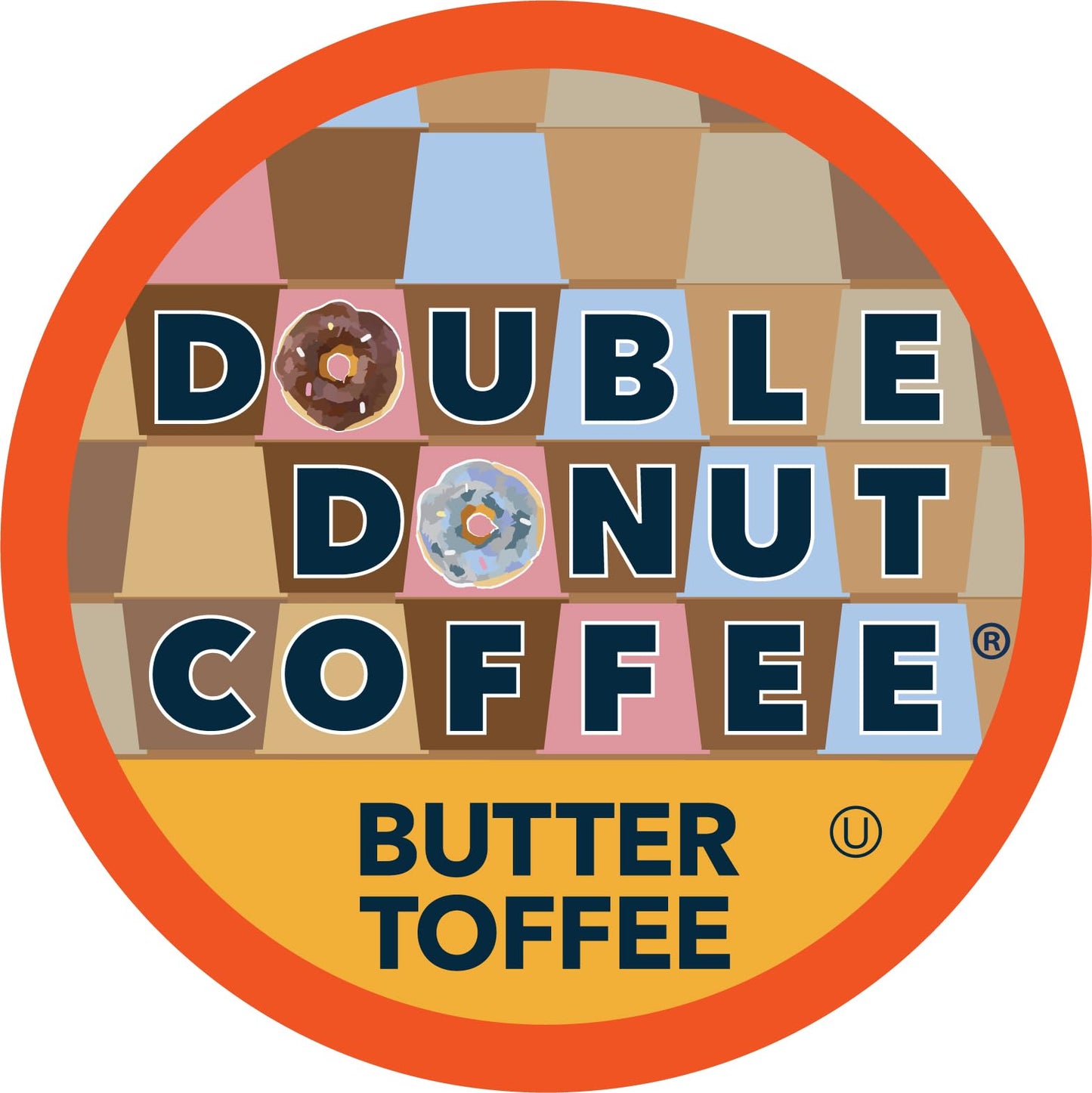 Double Donut Coffee Coffee Pods, Medium Roast, Butter Toffee Flavor, 48 Count, Compatible with Keurig K Cups