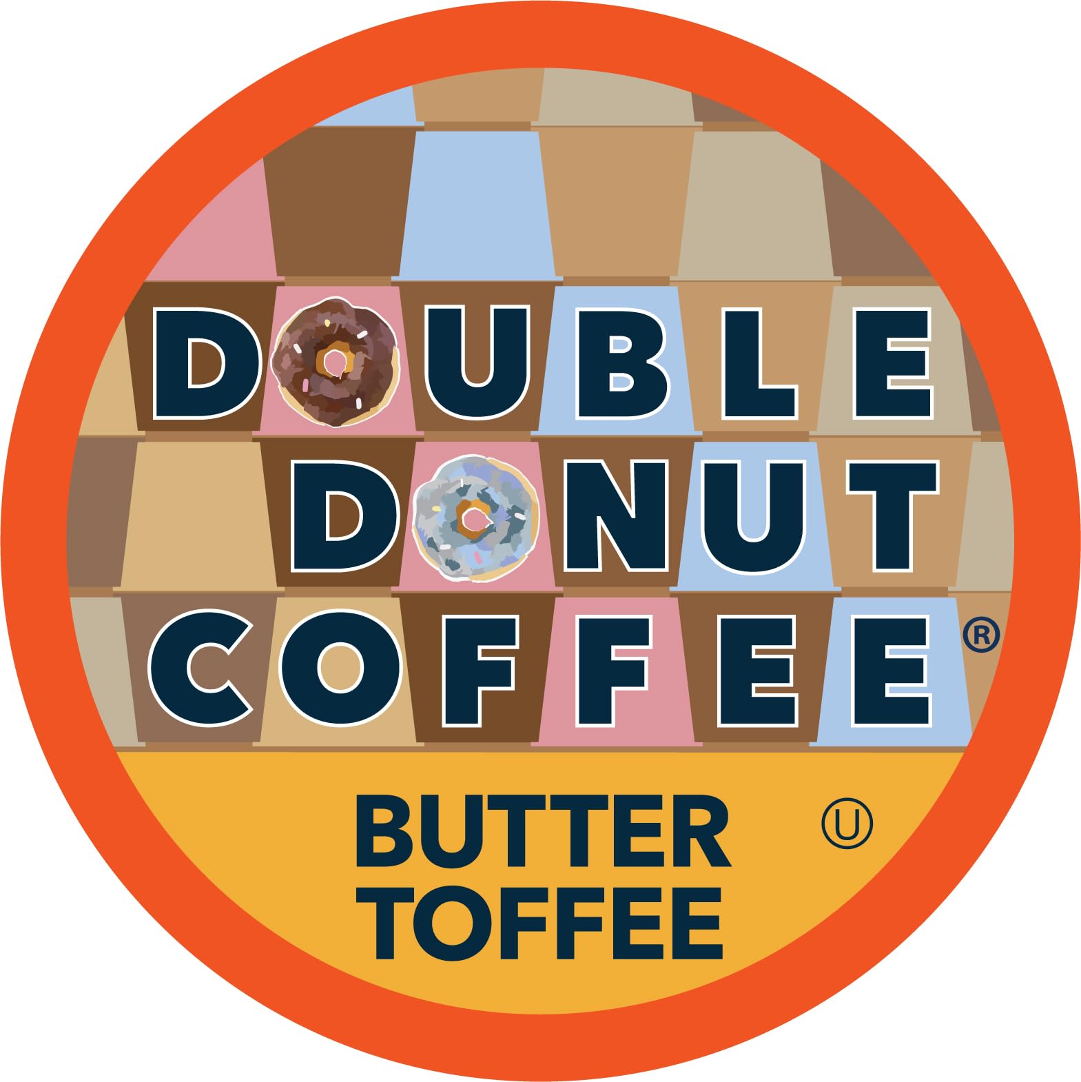 Double Donut Coffee Coffee Pods, Medium Roast, Butter Toffee Flavor, 48 Count, Compatible with Keurig K Cups