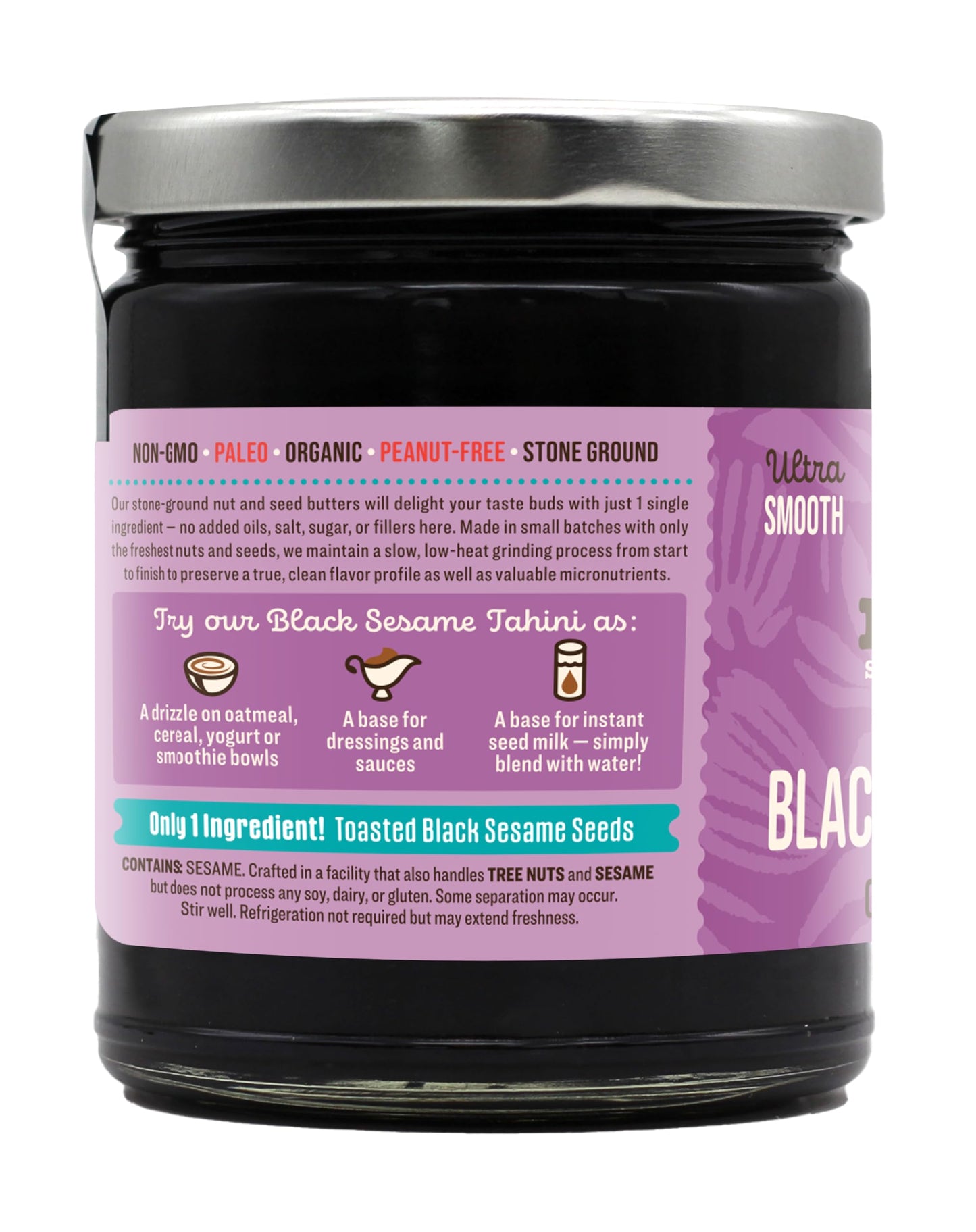 Dastony Organic Raw Black Sesame Butter, Vegan, Non-GMO, Gluten-Free, 8 oz, Pack of 2