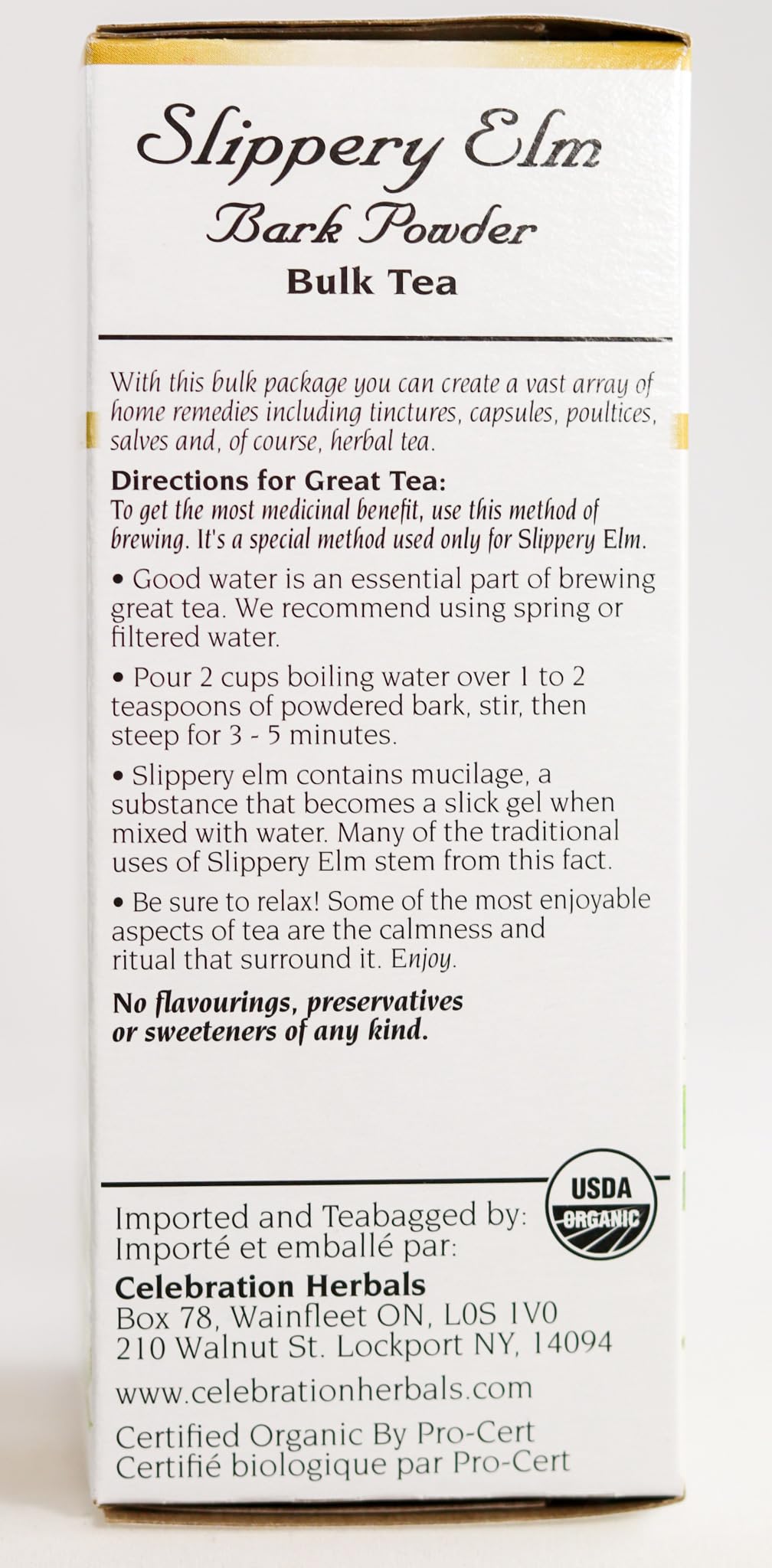 Celebration Herbals Slippery Elm Bark Powder Tea Caffeine Free 40g, 1.44 Ounce