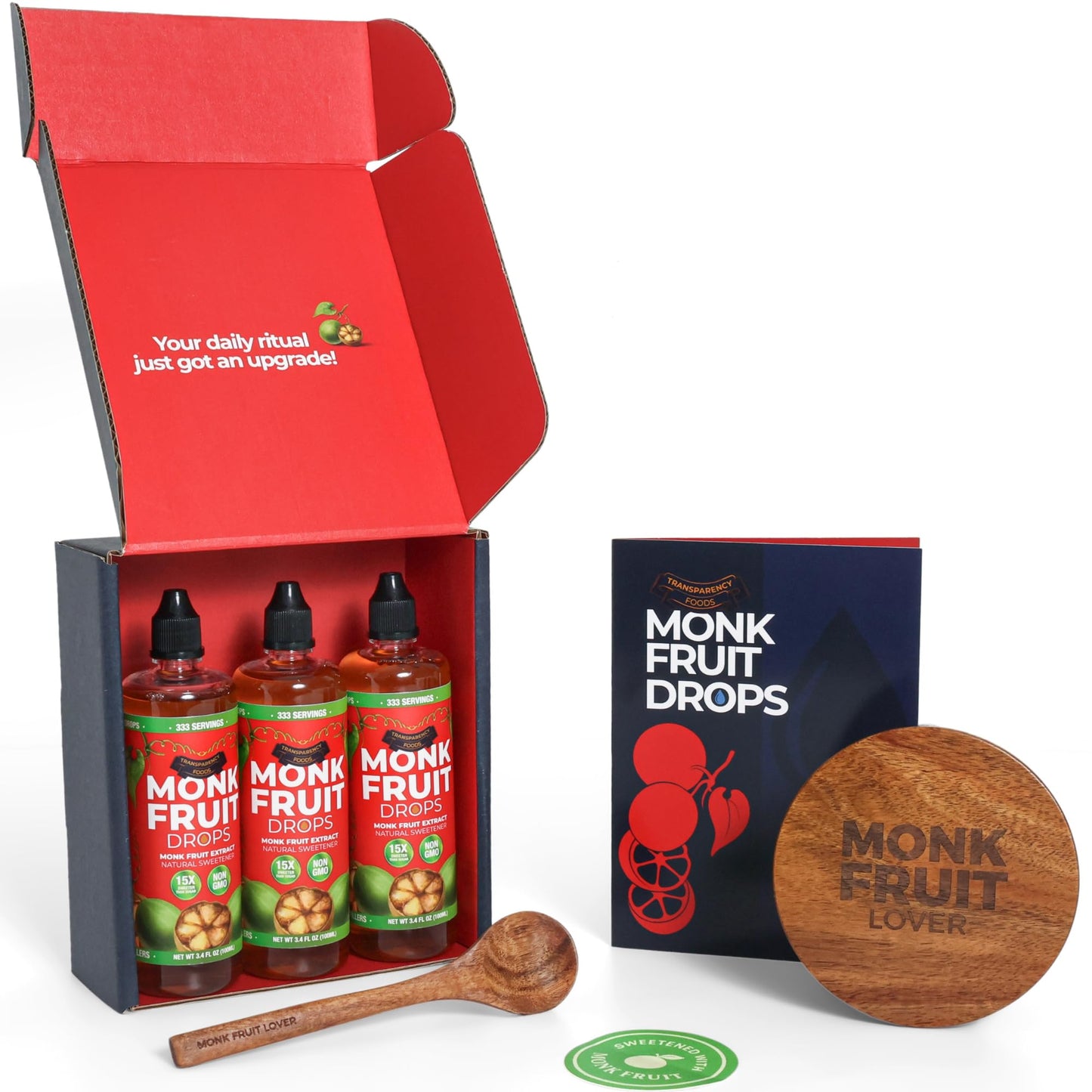 Monk Fruit Extract (6 Drops = 1 Tsp of Sugar) Zero Calories  Non-GMO  No Fillers - Liquid Monk Fruit Sweetener No Erythritol by Transparency Foods NEW FORMULA (10.2 oz  999 servings)