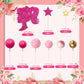 Memovan Hot Pink Girl Cake Toppers 36Pcs Ball Cake Decorations With Hot Pink Gold Balls Shiny Stars For Boho Girl Hot Pink Princ