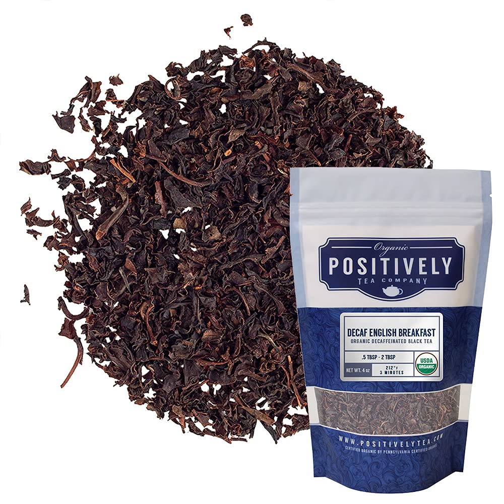 Organic Positively Tea Company Decaf English Breakfast Black Tea Loose Leaf 4 Ounce
