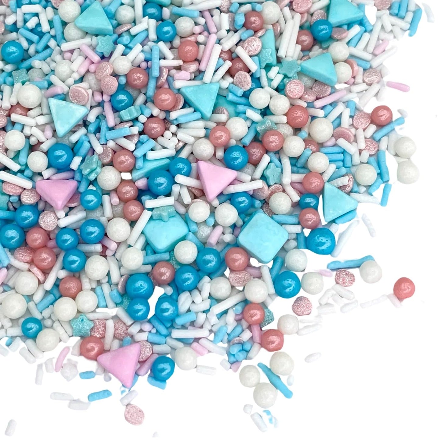 Manvscakes Sprinkles- Edible Cake And Cupcake Sprinkles With Assorted Shapes And Sizes, Metallic Sprinkle Mix For Cookies, Ice Cream, Cake And Cupcake Decorating, 4 Oz (Pink, Black, And Blue)