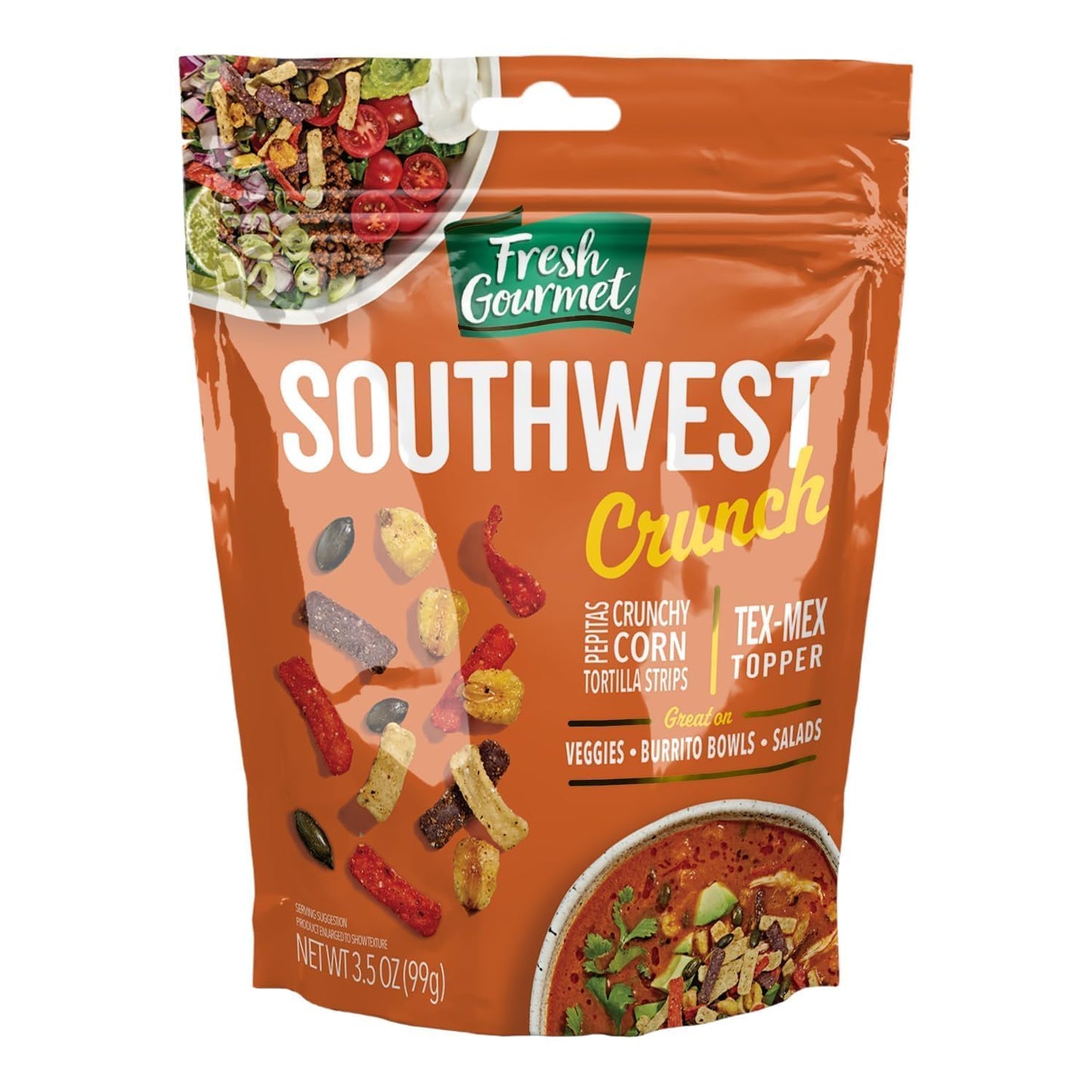 Fresh Gourmet Tex-Mex Crunch Variety Pack (3-Pack) - Crispy Jalapeos, Southwest Crunch, and Santa Fe Tortilla Strips, 3.5 Oz Eac