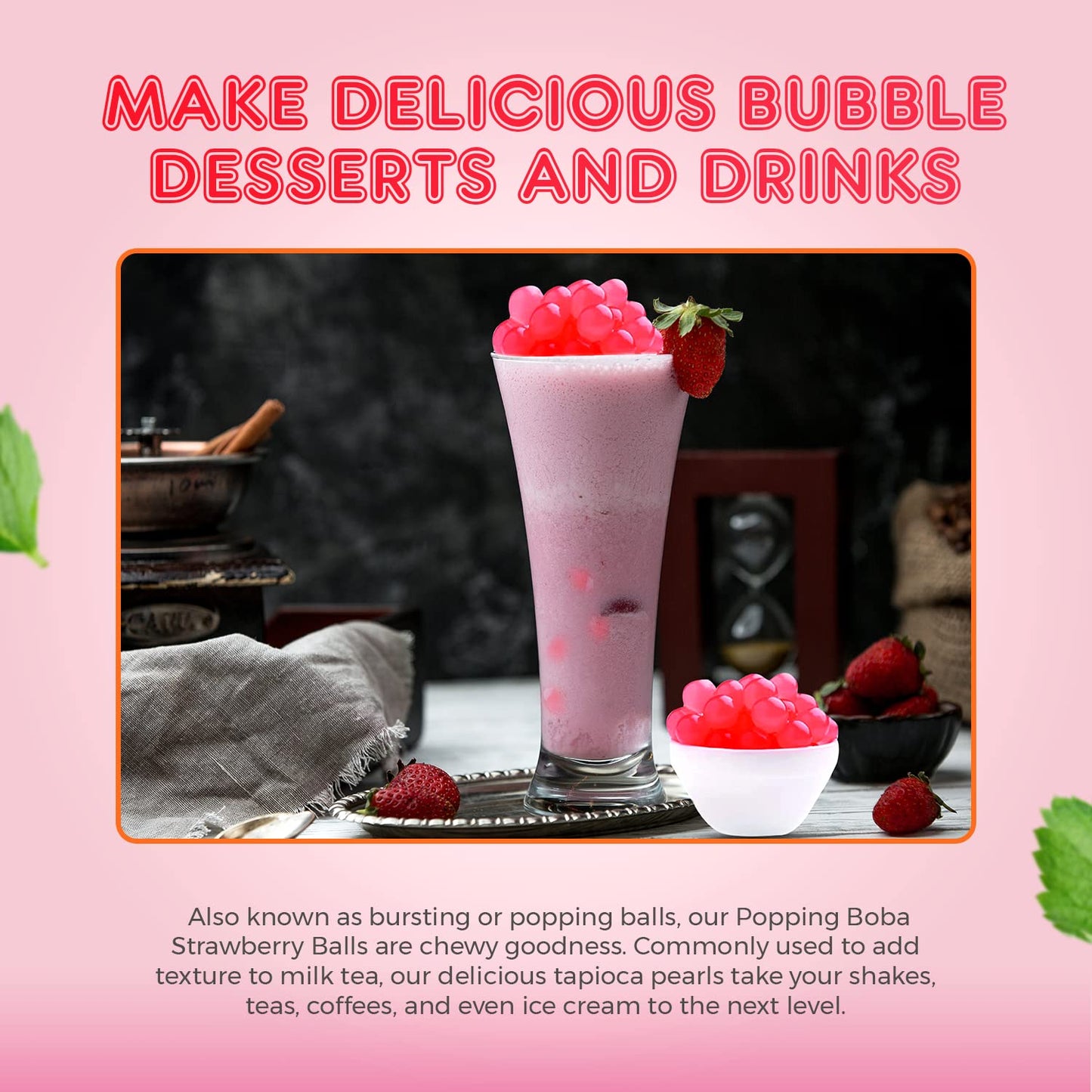 Fanale Popping Boba Pearls, 100% Fat Free, Bursting Boba, Vegan Popping Pearls for Bubble Tea, Shakes, Desserts and Smoothie, St