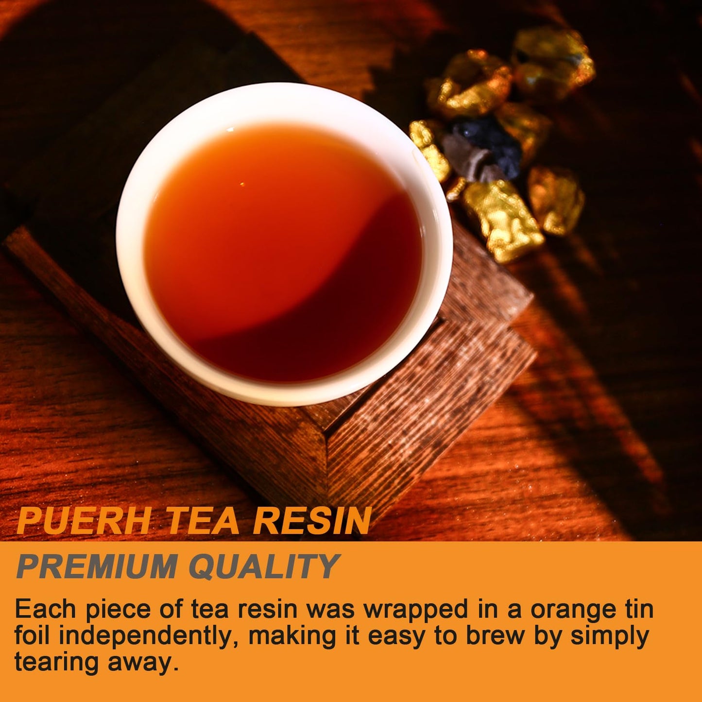 FullChea Pu-erh Tea Resin - 2009 Aged Yunnan Ripe Tea - Medium Caffeine - 3.53oz / 100g