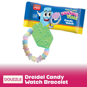 DOUzzle Hanukkah Candy Dreidels for Kids, Dreidel Time Candy Watches (Pack of 1) Hanukah Party Favors, Happy Chanuka Sweet Treat