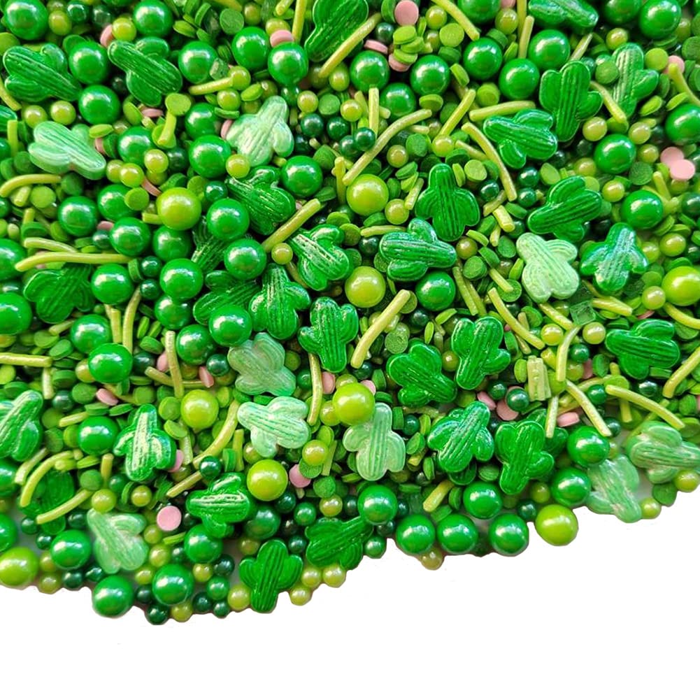 Homankit Cactus Sprinkles Green Edible Cookie Decorations Baking Cake Cupcake Topper Decoration 3.35 Ounce