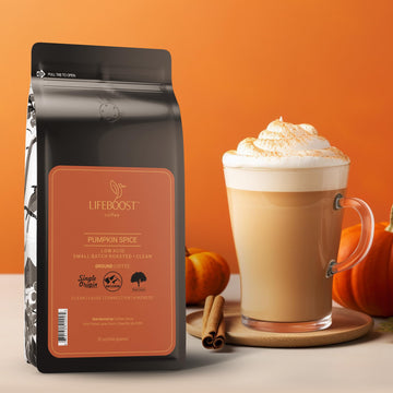 Lifeboost Low Acid Pumpkin Spice Coffee Ground - Low Acid Single Origin Pumpkin Flavored Coffee - Non-Gmo Ground Coffee Beans Th