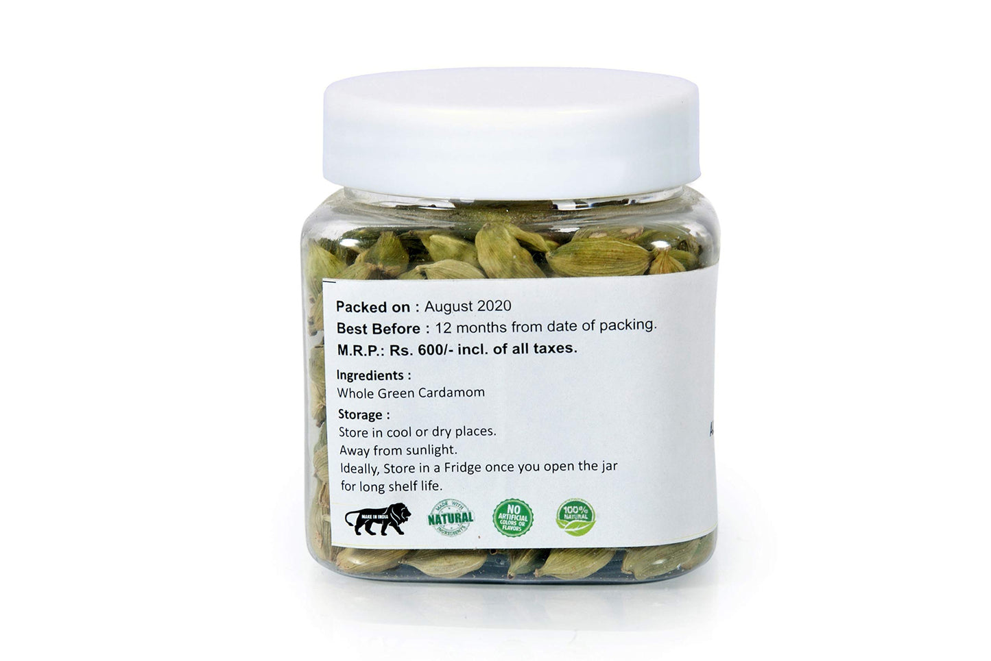 Nature Vit Whole Green Cardamom, 200G [Bold Size & Premium] [100G X 2 Jars]