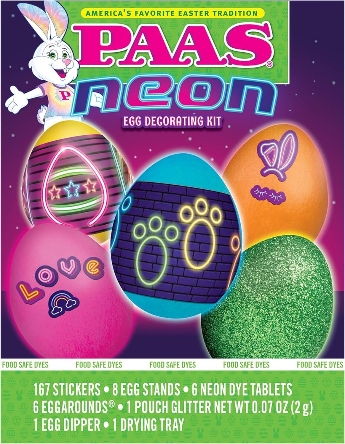 PAAS Neon Easter Egg Decorating Kit - Model J1818AV - Vibrant Neon Colors