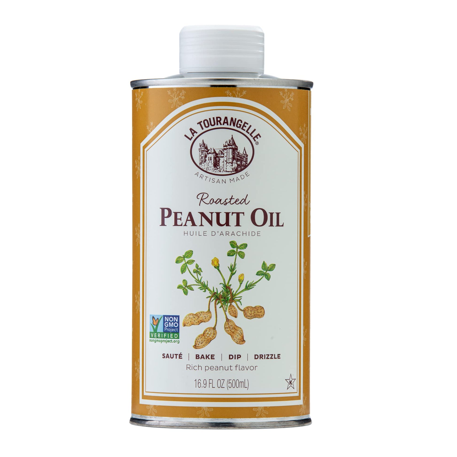 La Tourangelle, Roasted Peanut Oil, Slow Roasted Expeller-Pressed for Rich Flavor, Perfect for Cooking & Baking, Med-High Heat, 