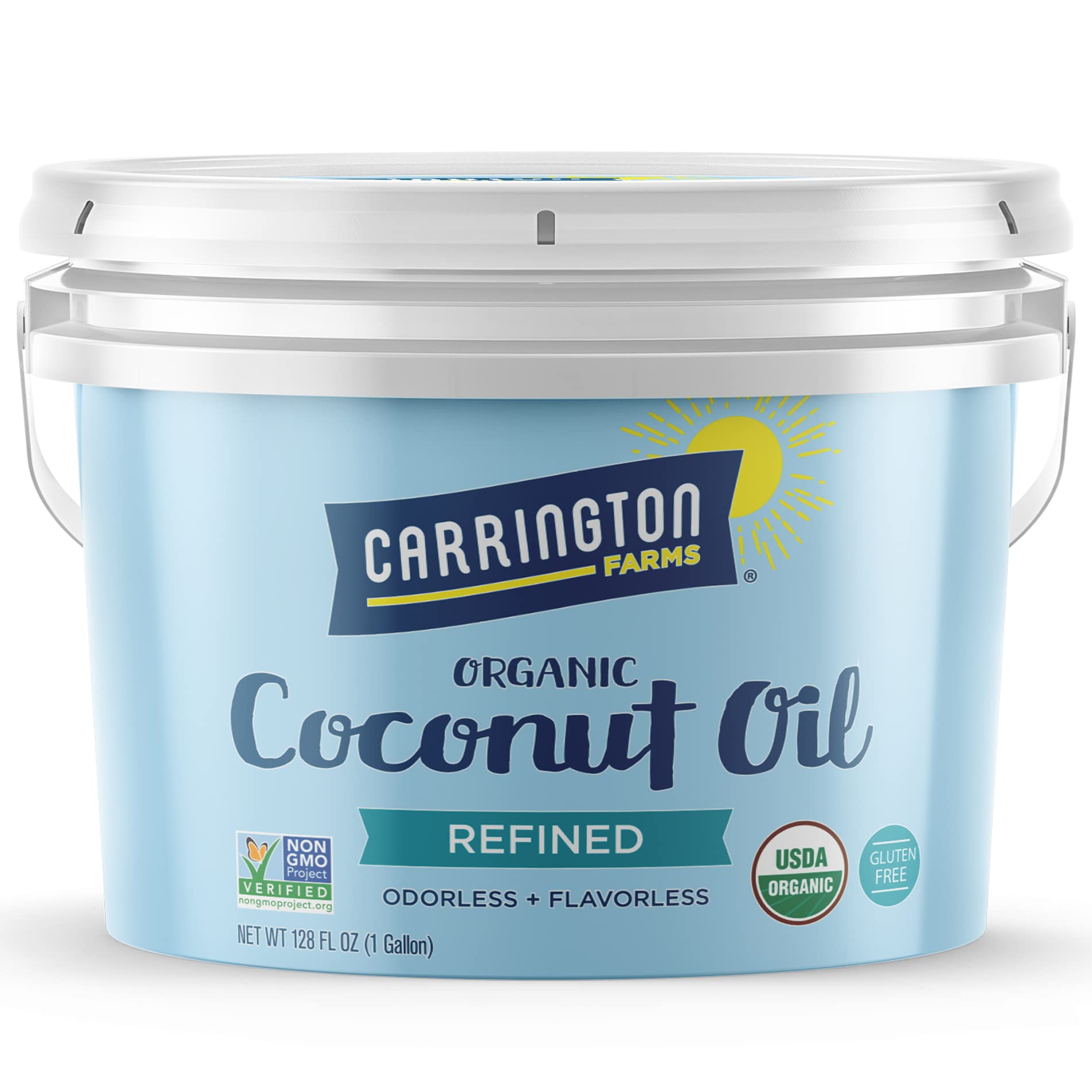 Carrington Farms Organic Refined Coconut Oil - Gluten Free, Non-GMO, 128 Fl Oz