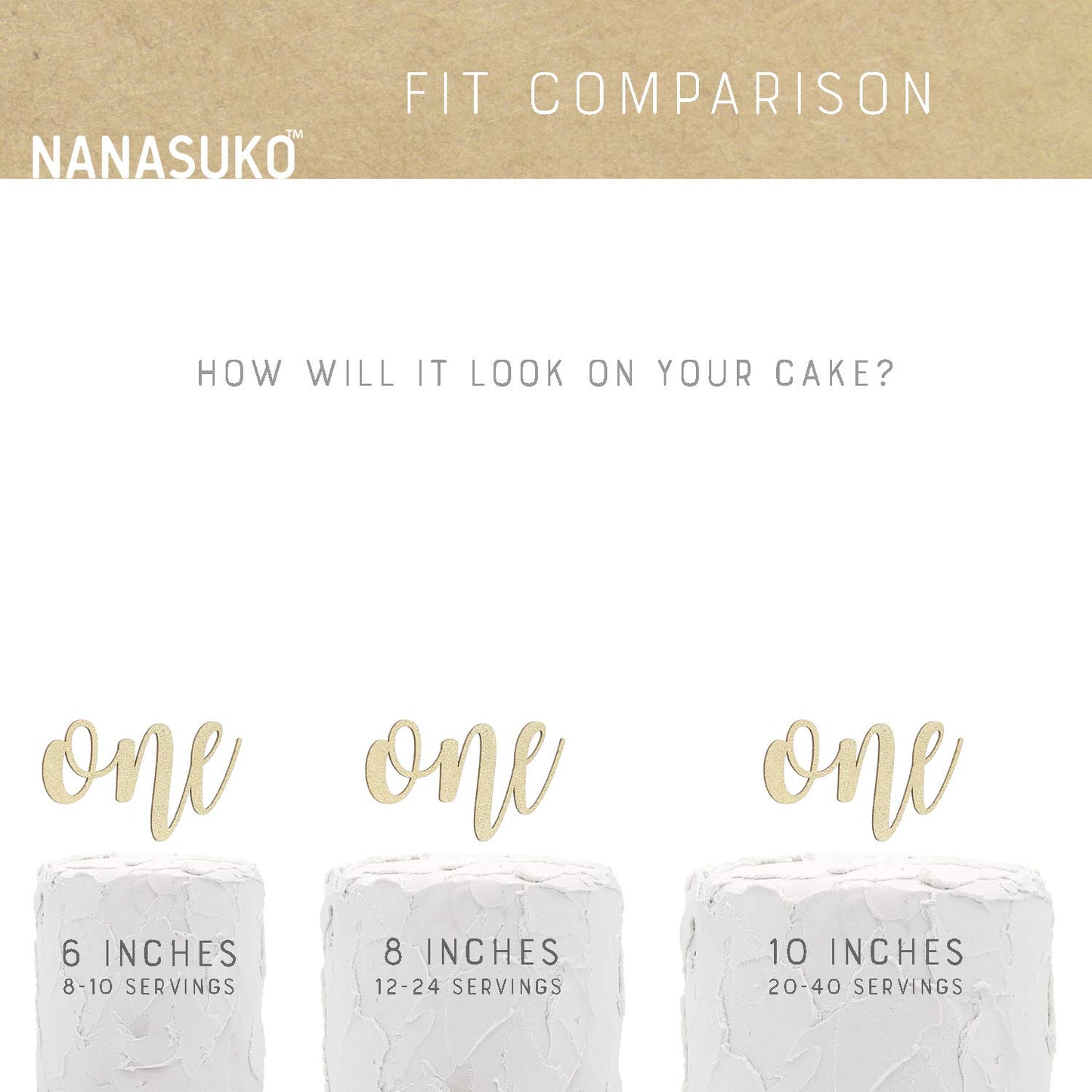 Nanasuko 1St Birthday Cake Topper - One - Double Sided Gold Glitter - Premium Quality Made In Usa
