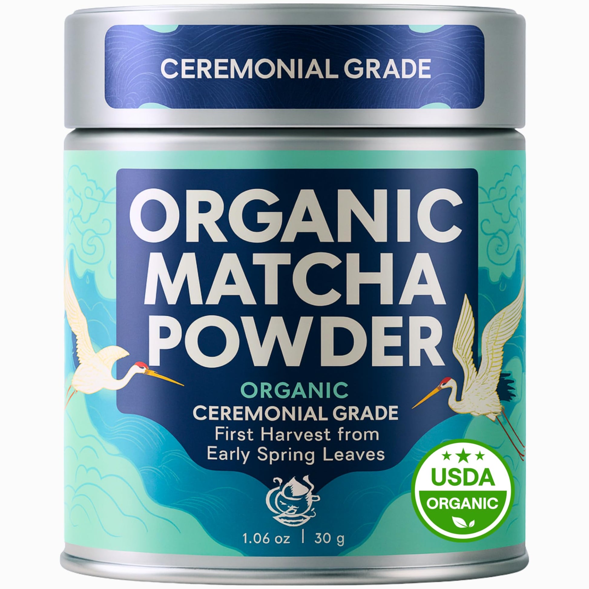 WONDER FAMILY Organic Matcha Powder, Ceremonial Grade, 1 oz, Unsweetened, USDA Organic, Non-GMO, Gluten-Free