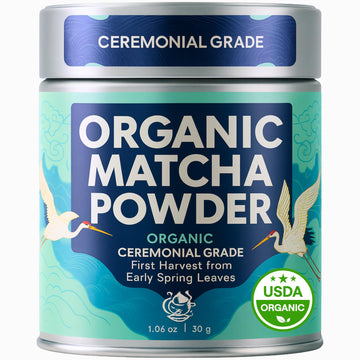 WONDER FAMILY Organic Matcha Powder, Ceremonial Grade, 1 oz, Unsweetened, USDA Organic, Non-GMO, Gluten-Free