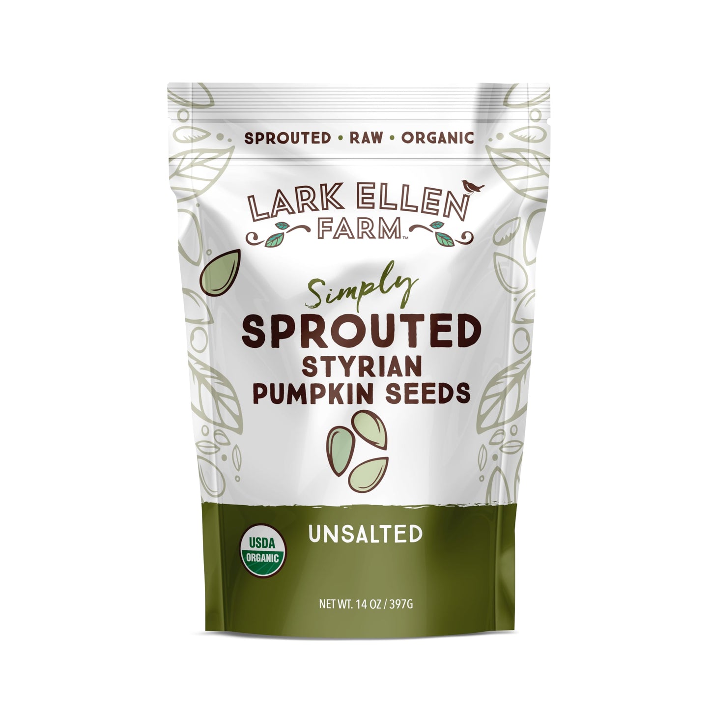 Lark Ellen Farm Sprouted Specialty Gourmet Premium Organic Styrian Pumpkin Seeds From Austria, Large Gourmet Unsalted Raw Pumpki
