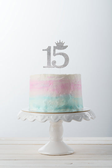 Chloe Elizabeth Quinceanera Rhinestone Cake Topper, Silver, 2 Count, Model 14206654