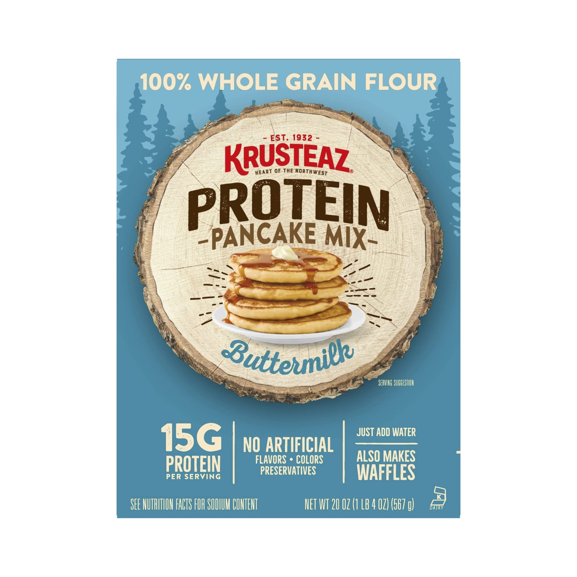 Krusteaz Protein Pancake Mix, Buttermilk, 15g Protein, 20 Ounce (Pack of 2)