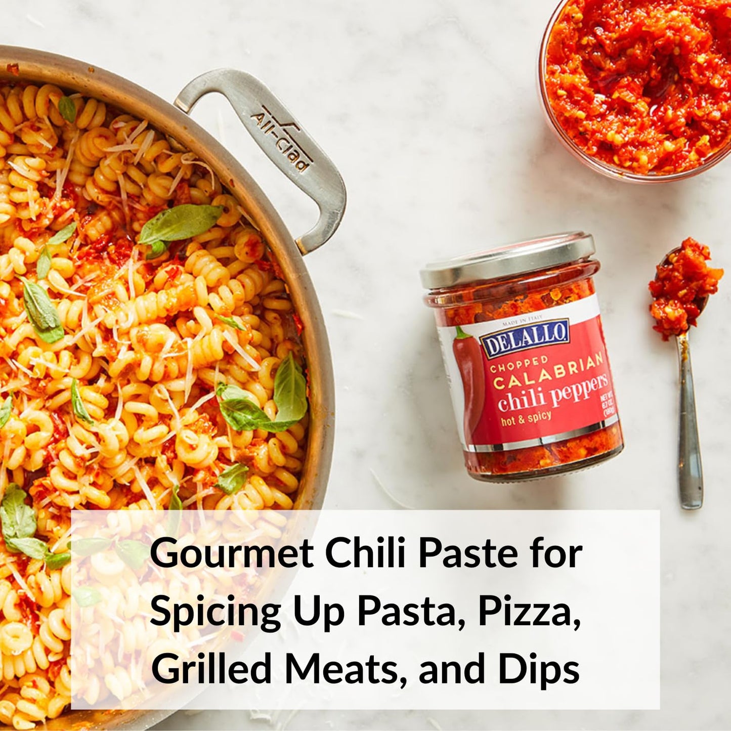 DeLallo Crushed Calabrian Chili Pepper Paste, Made in Italy, Spicy Hot Flavor, Packed in Extra Virgin Olive Oil, Non-GMO, Vegan,