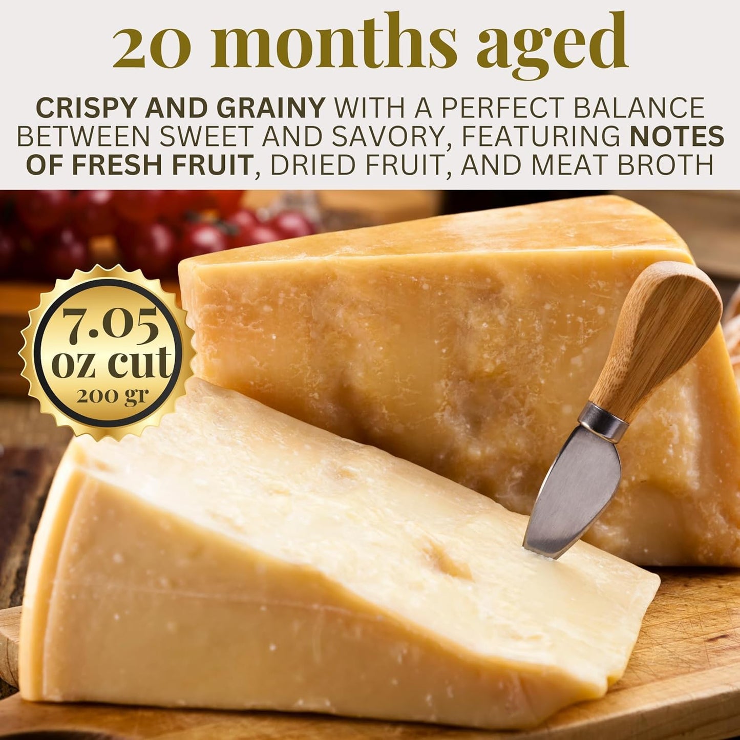 Latteria Soresina Parmesan Cheese Block, 200g (7.05 Oz), 20 Months Aged, Imported Italian Cheese