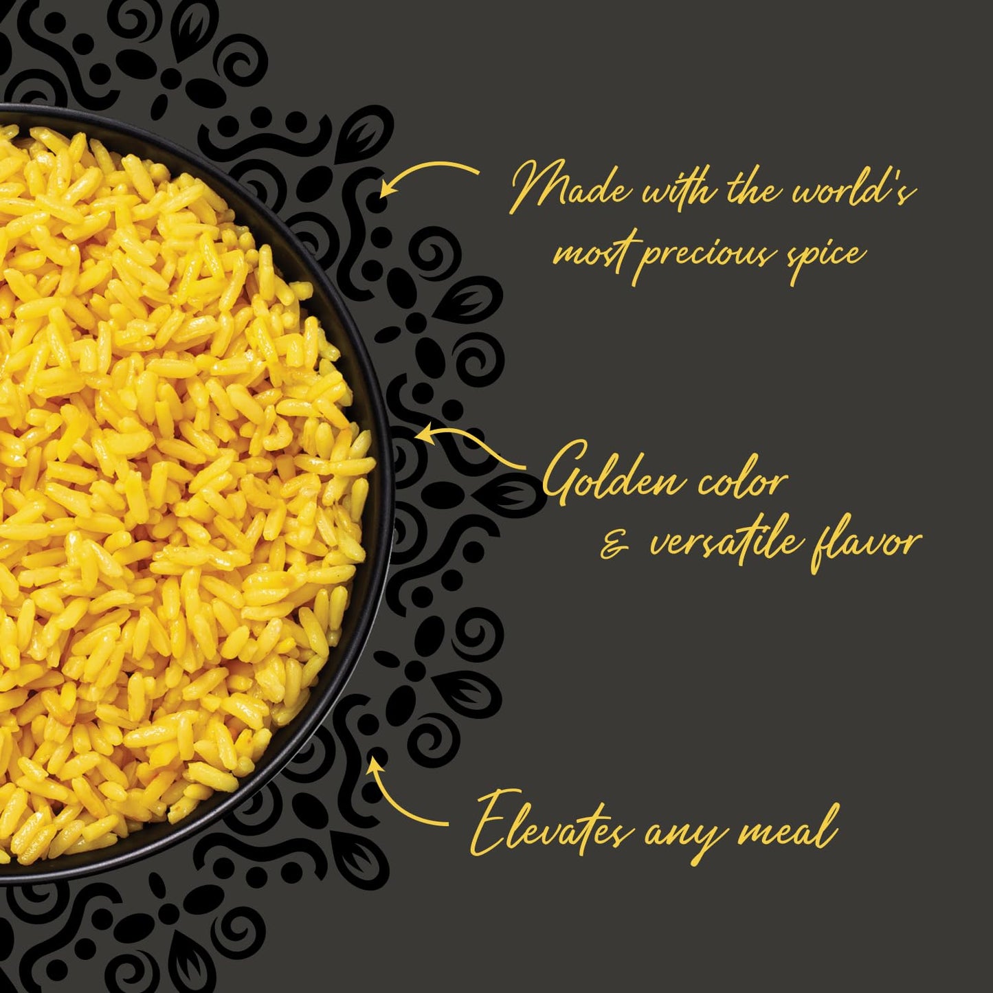 Mina Saffron Rice, Yellow Rice with Olive Oil, Vegan, Gluten-Free, 8 oz (Pack of 6)