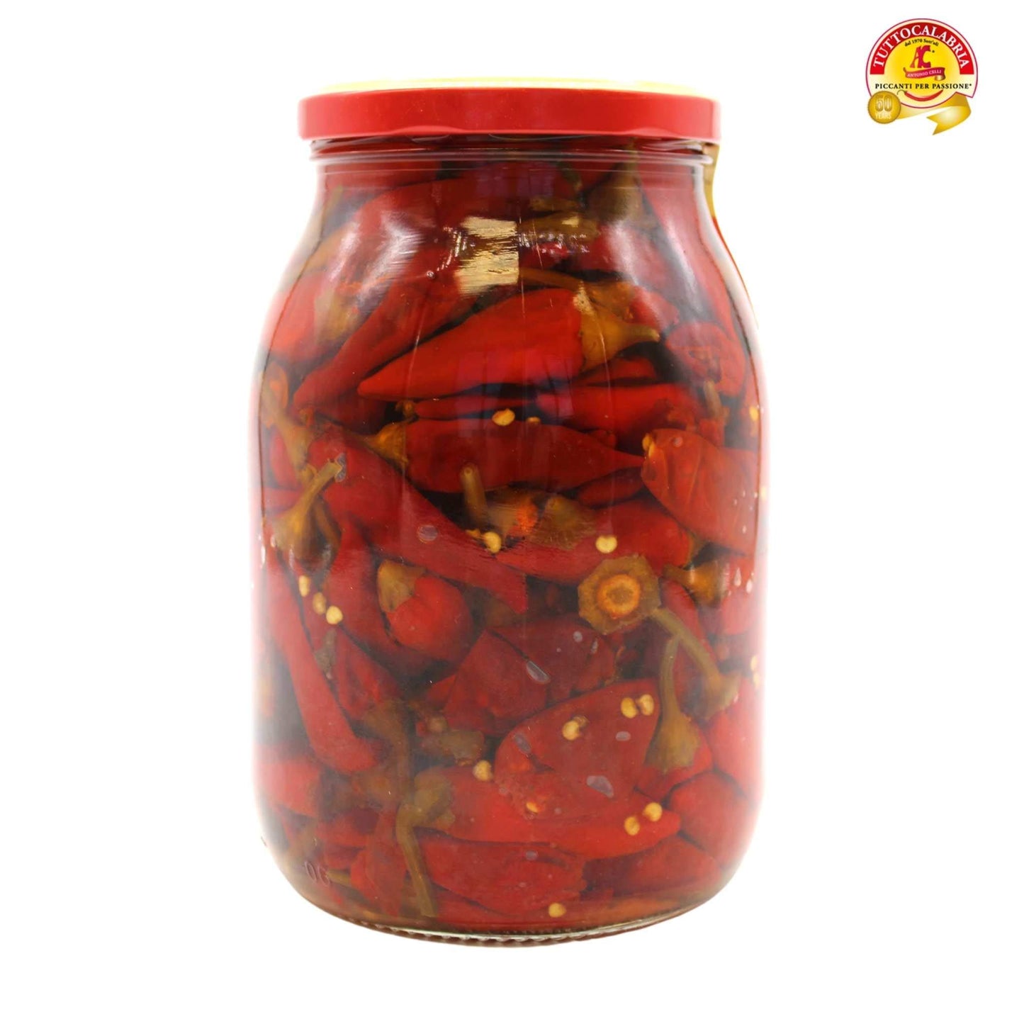 Tuttocalabria, Whole Calabrian Chili Peppers In Oil, All Natural, Non-Gmo, Product Of Italy, Glass Club Pack, 33.5 Oz