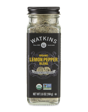 Watkins Gourmet Organic Lemon Pepper Blend Spice Jar, 3.6 Ounce