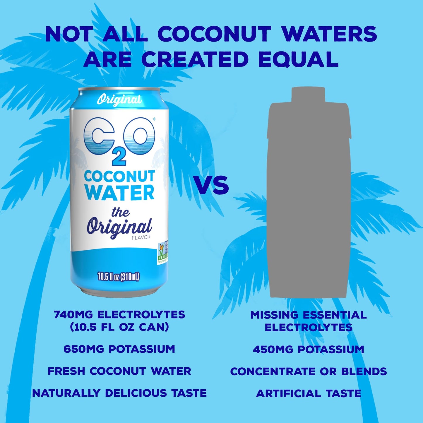 C2O - Coconut Water, The Original Flavor (24 Pack) - Made with Fresh Coconut Water - Plant Based - Non GMO - Canned Water - Natu