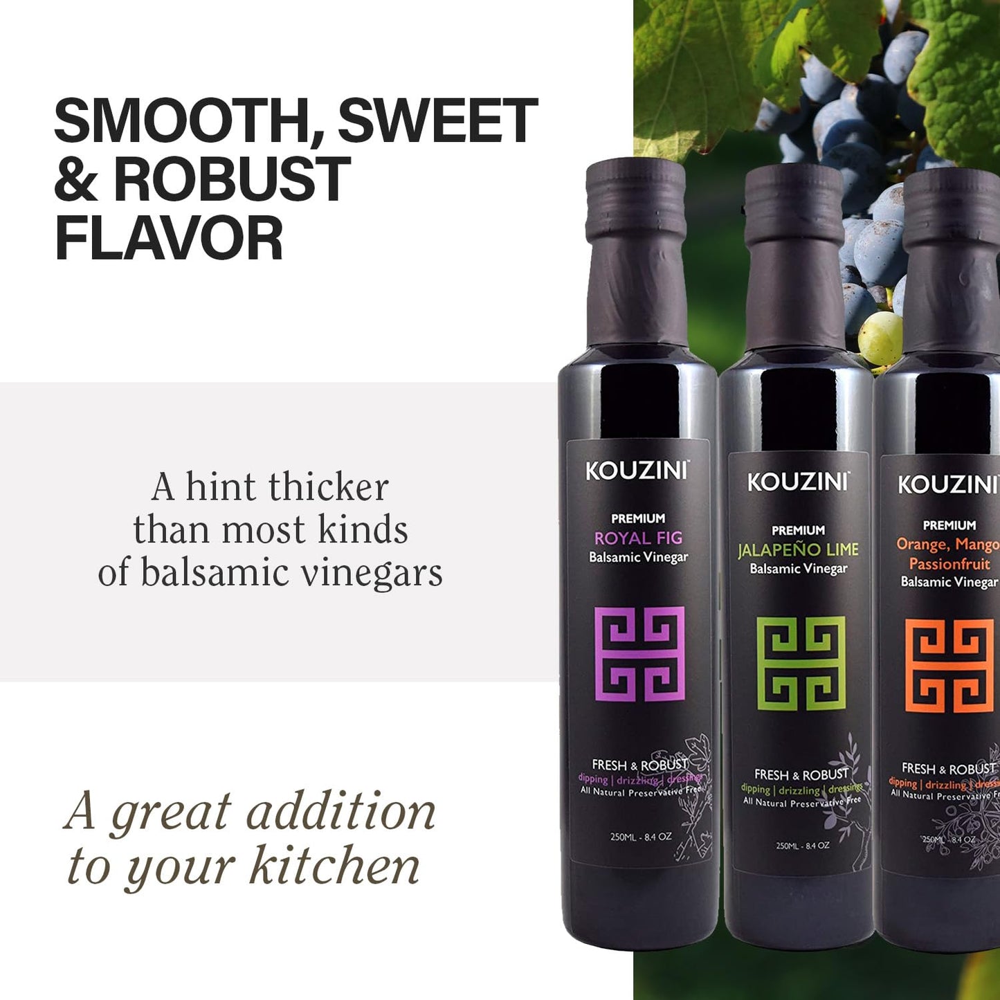 Kouzini Ultra Premium Balsamic Vinegar 250Ml 6 Pack Bottle Set, Aged Balsamic Vinegars From Modena, Italy, Premium, Smooth & Ful