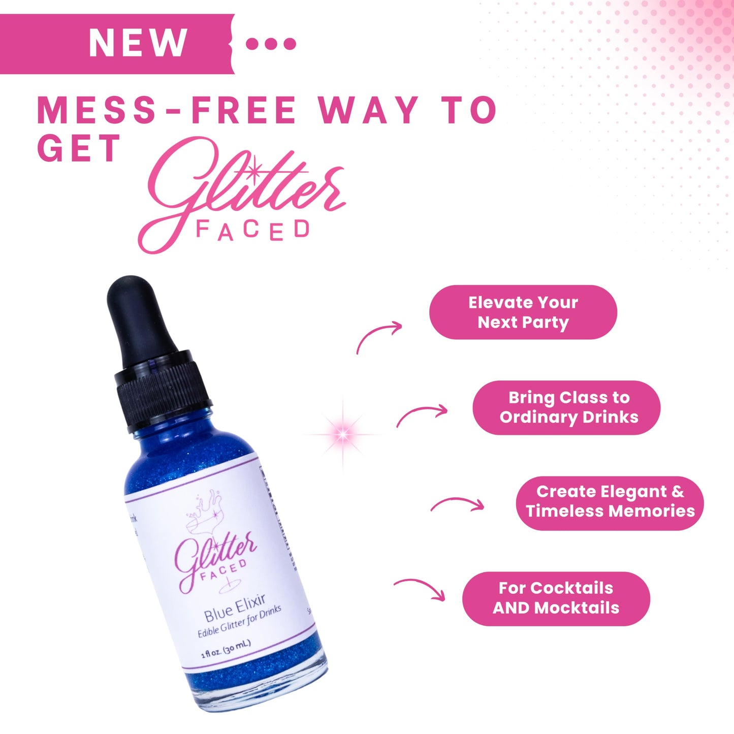 Glitter Faced Blue Edible Glitter For Galentines Cocktails & Mocktails, Mess-Free Glitter For 30 Drinks, Luster Dust Made From T
